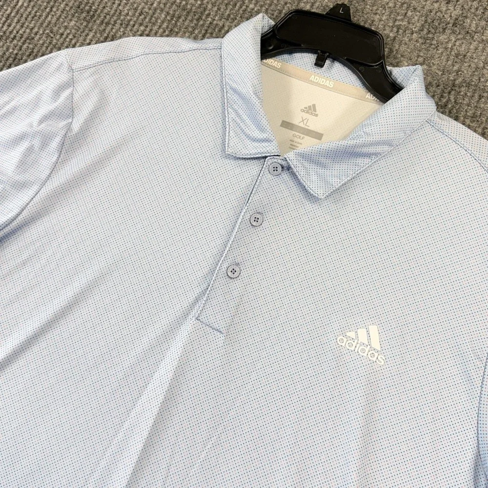 Adidas Polo Shirt Mens XL Blue Micro Dot Golf Performance Stretch Lightweight